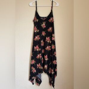 Black Floral Dress with Pink Roses